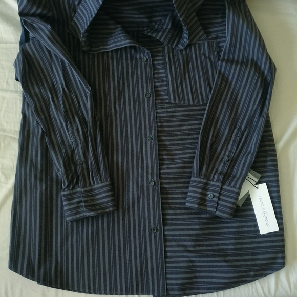 NWT Treasure & Bond Oversized Gray Stripe Button Up Size S - Picture 9 of 16